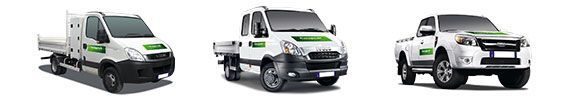 Différents camions bennes Europcar