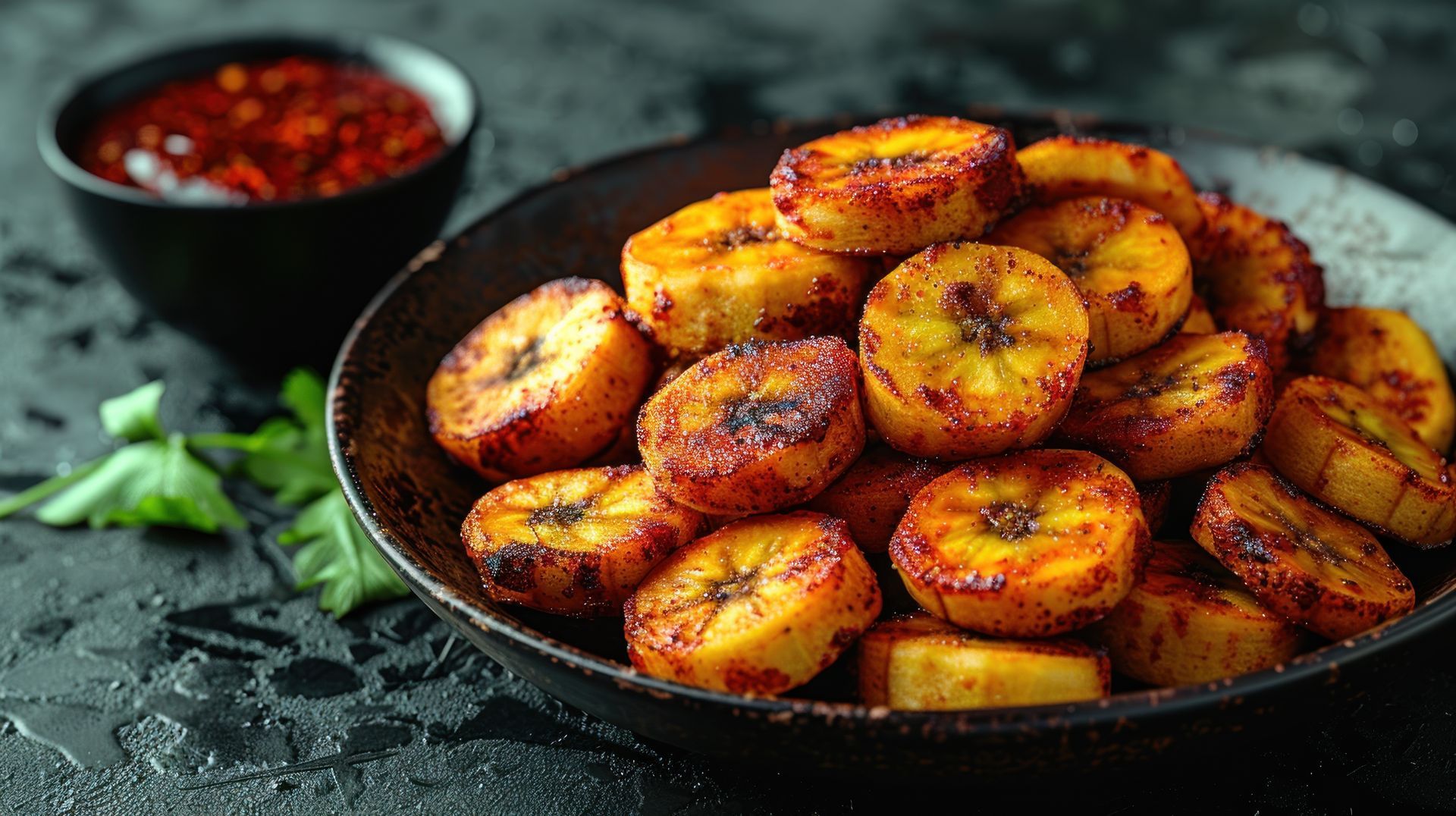 Une assiette des bananes grillées.