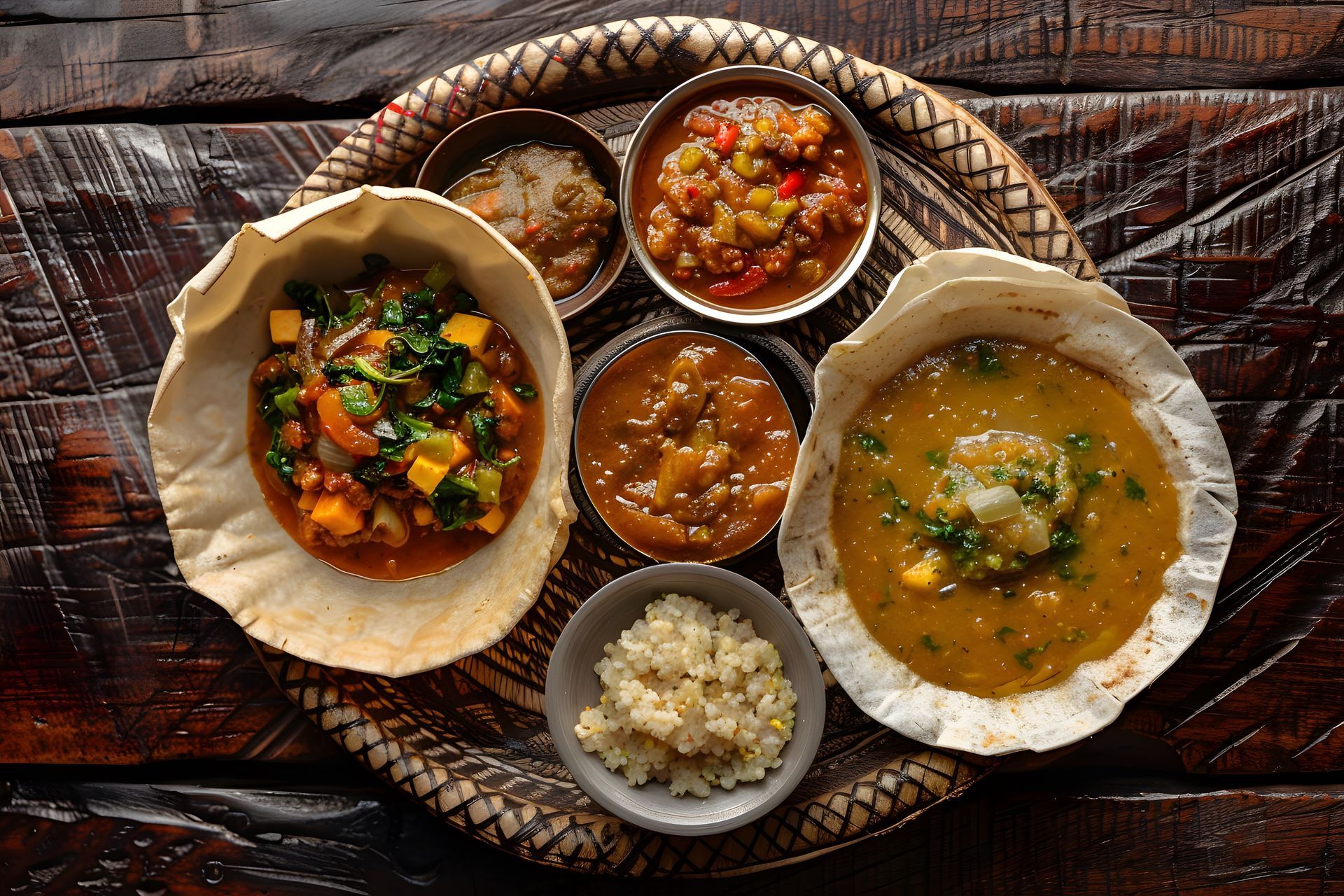 Des plats issus de la gastronomie africaine.