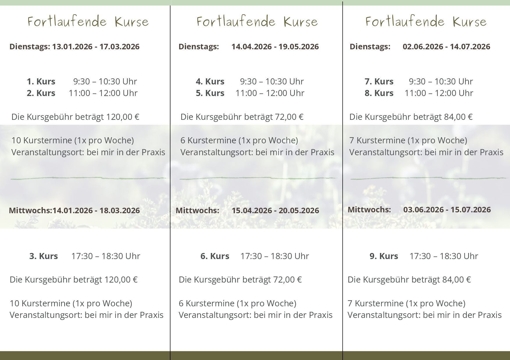 Kurse 1. Halbjahr 2026