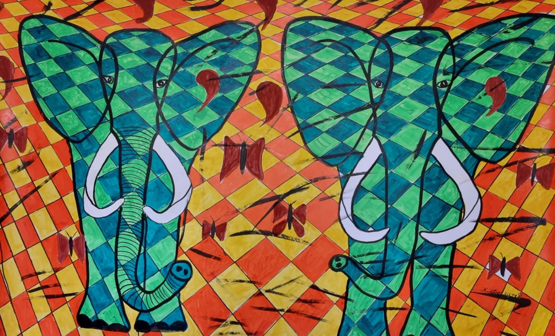 Elefantenhias Kunstwerk