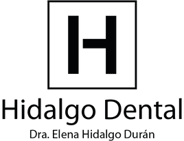 El logotipo de Hidalgo Dental es un logotipo en blanco y negro con una ah en un cuadrado.