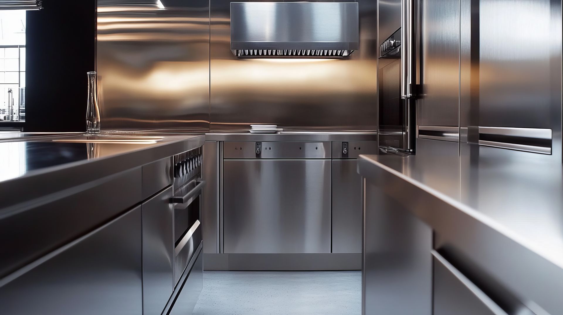 Une cuisine moderne en inox.
