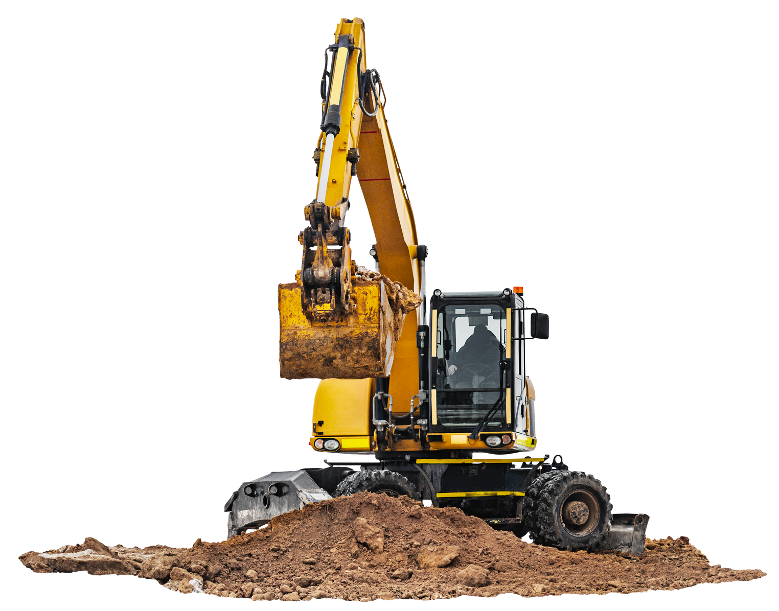 Une pelleteuse jaune creuse la terre.