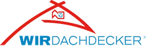 Ein rot-blaues Logo für ein Unternehmen namens Wirdachdecker