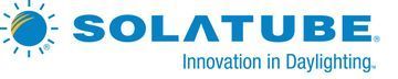 Ein blau-weißes Logo für Solatube-Innovationen im Bereich Tageslichtbeleuchtung