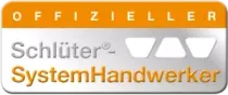 Ein Aufkleber mit der Aufschrift Schlüter Systemhandwerker