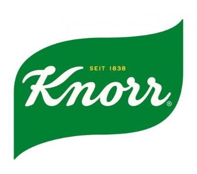 Ein grün-weißes Knorr-Logo auf weißem Hintergrund