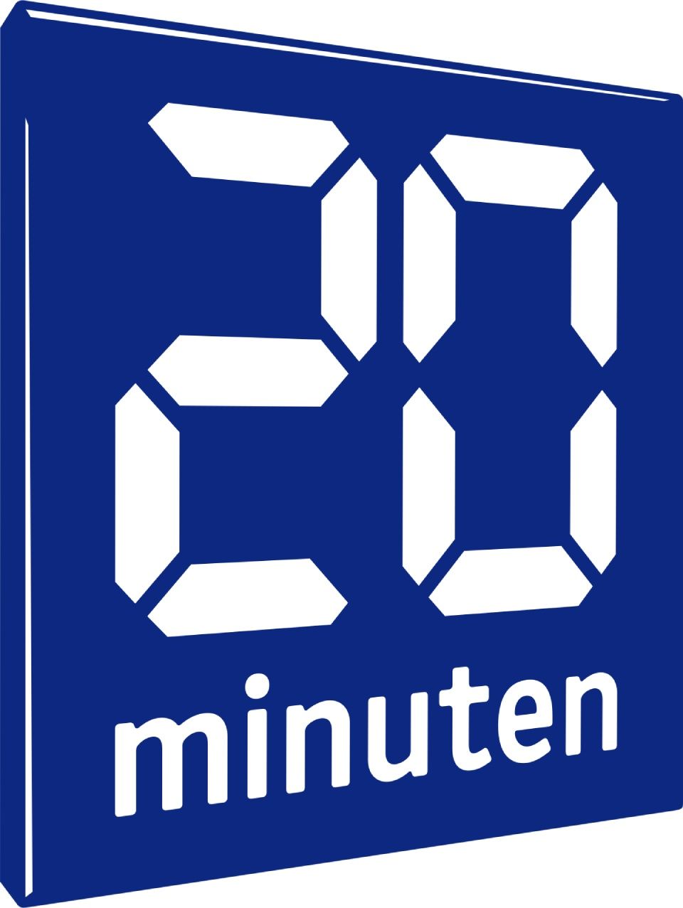 Ein blaues Schild mit der Aufschrift „20 Minuten“