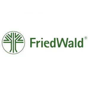 FriedWald-Logo: Grünes Baumsymbol im Kreis, daneben der Schriftzug „FriedWald“ in Grün.
