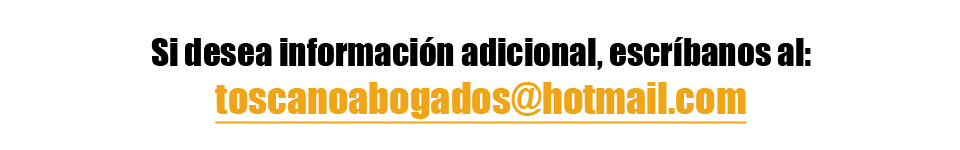 Un cartel que dice toscanoabogados@hotmail.com
