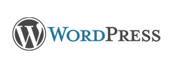 La palabra wordpress está sobre un fondo blanco