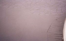 Un primer plano de una pared morada con algunos pelos en ella.