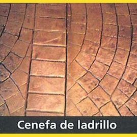 Un primer plano de un piso de ladrillo con las palabras cenefa de ladrillo en la parte inferior.