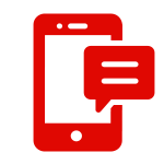 Pictogramme d'un téléphone portable rouge et une bulle de texte qui en sort