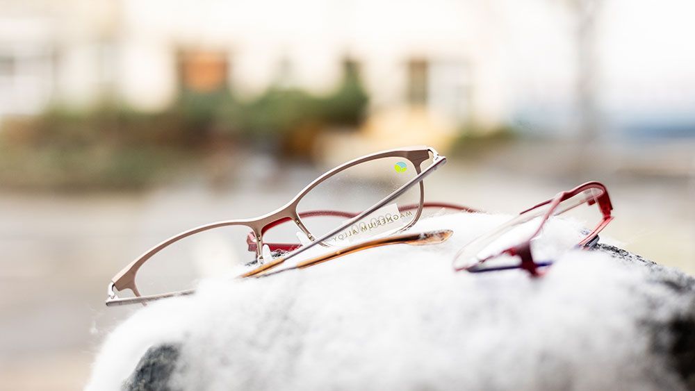 Eine Brille, die auf dem Kopf eines Hundes liegt.