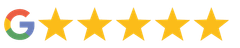 Cinco estrellas amarillas están alineadas en fila sobre un fondo blanco.