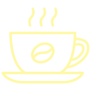 Una taza de café con vapor saliendo de ella en un platillo.