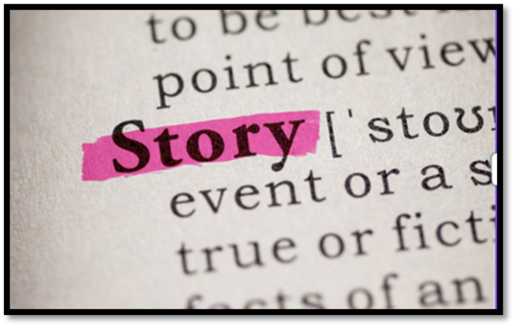 The word story is highlighted in a dictionary