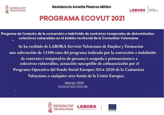 Un cartel que dice programa ecovut 2021