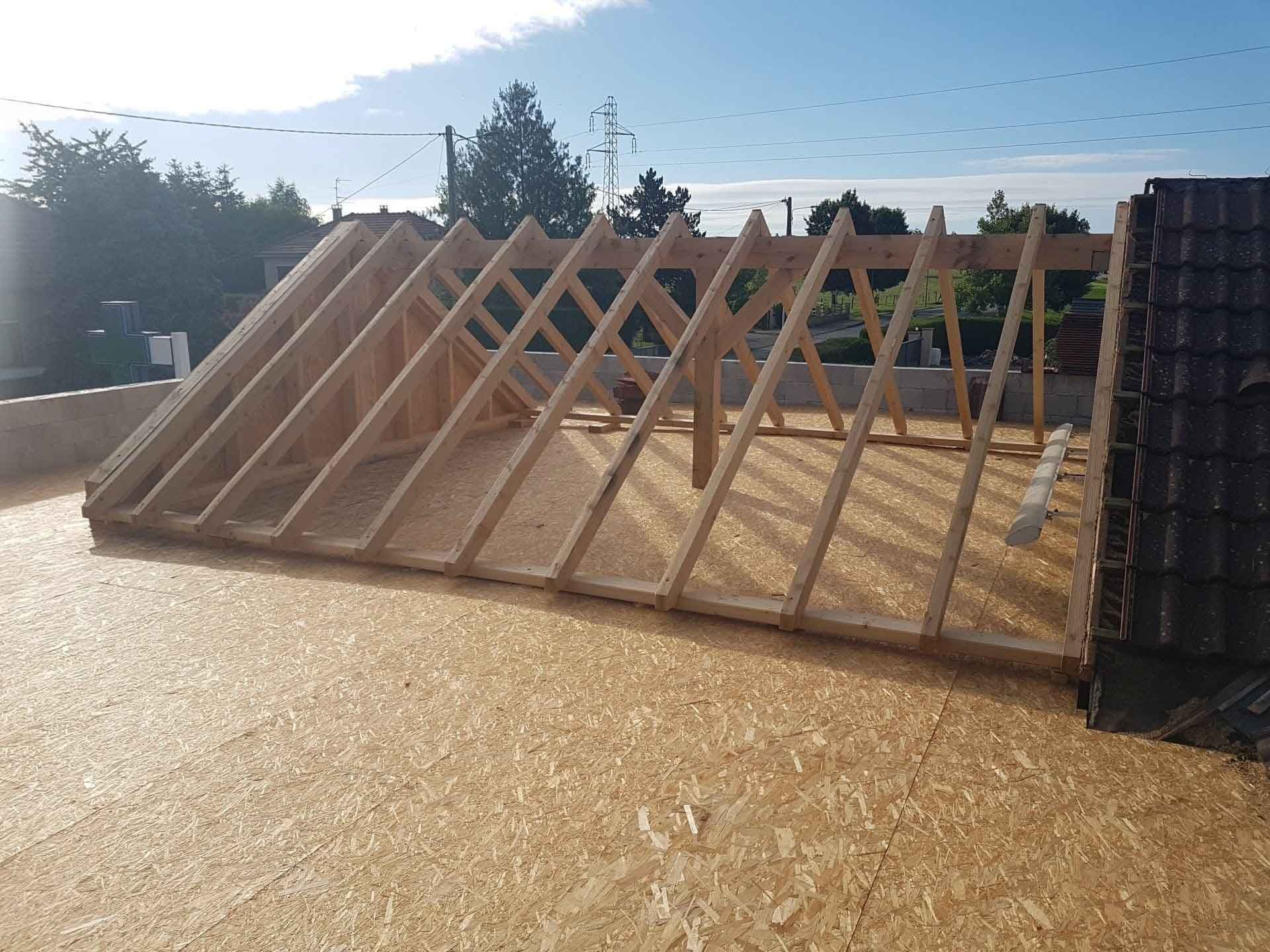 Création d'un charpente sur une terrasse plate