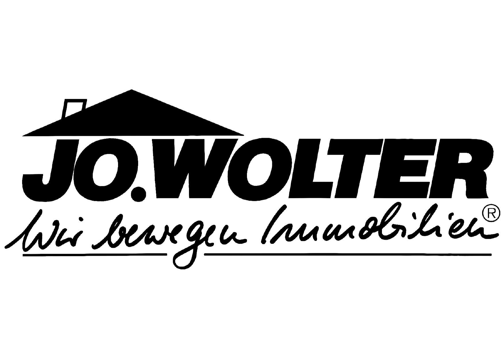 Ein schwarz-weißes Logo für ein Unternehmen namens Jo Wolter.