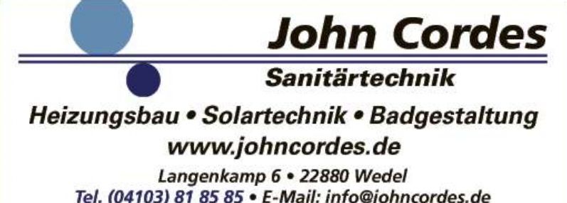 A logo for john cordes sanitärtechnik heatingsbau solartechnik badgestaltung