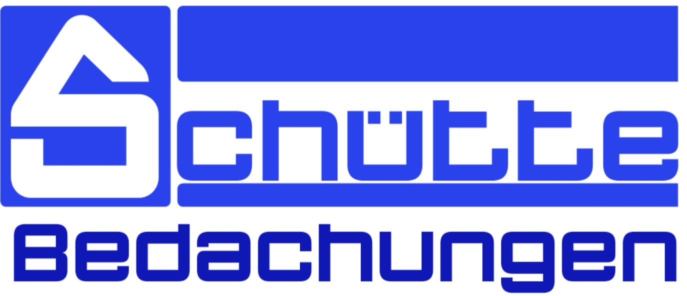 A blue and white logo for schutze bedachungen