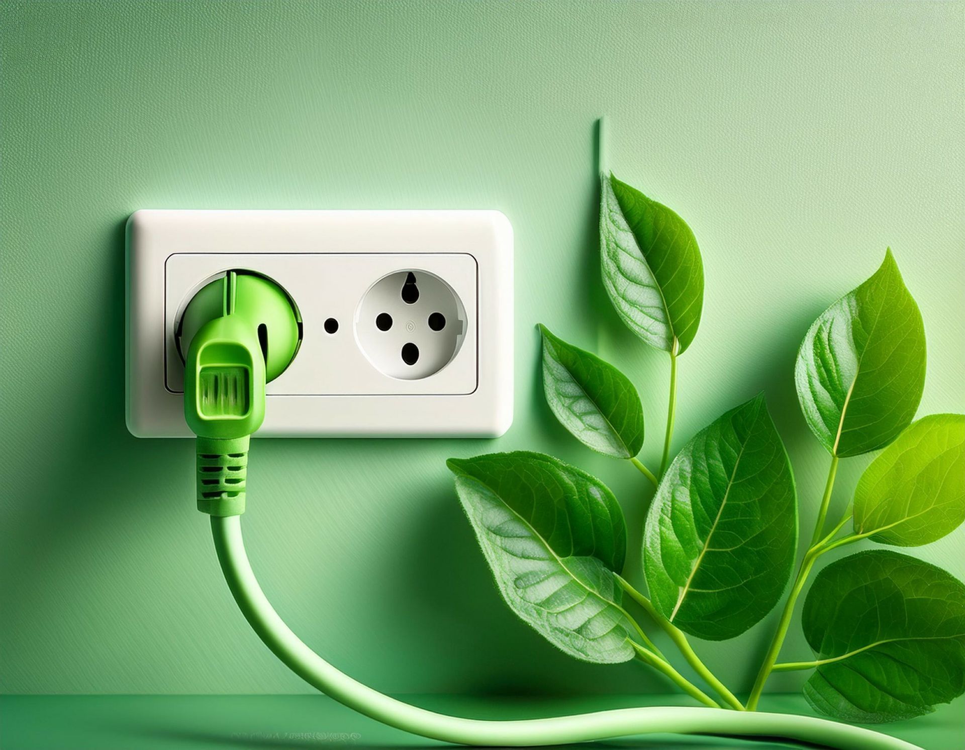 Prise électrique avec une plantre verte