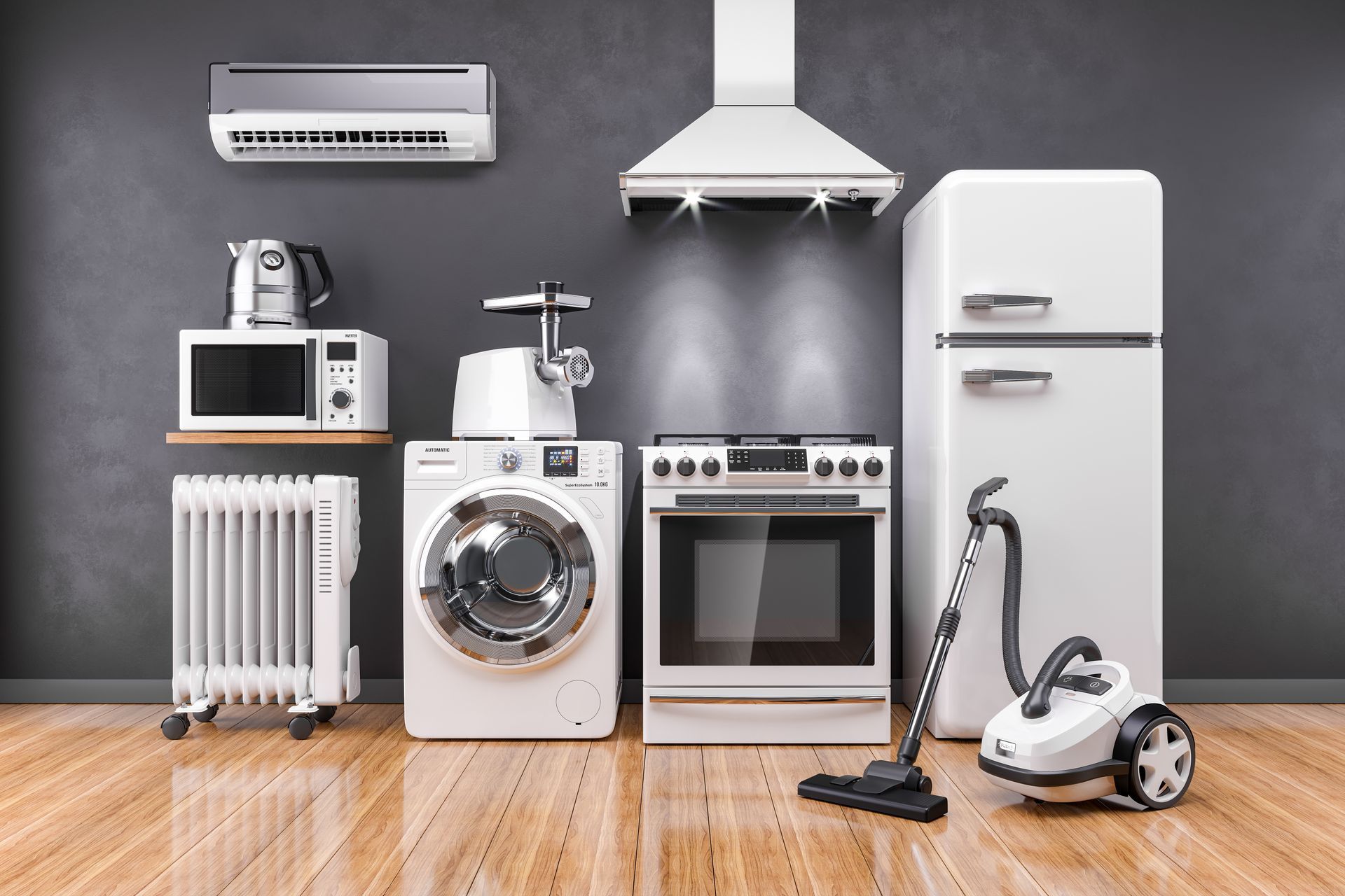 Des appareils électroménagers en blanc