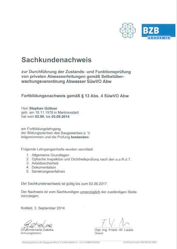 Es handelt sich um eine Bescheinigung mit der Aufschrift „Sachkundennachweis“.