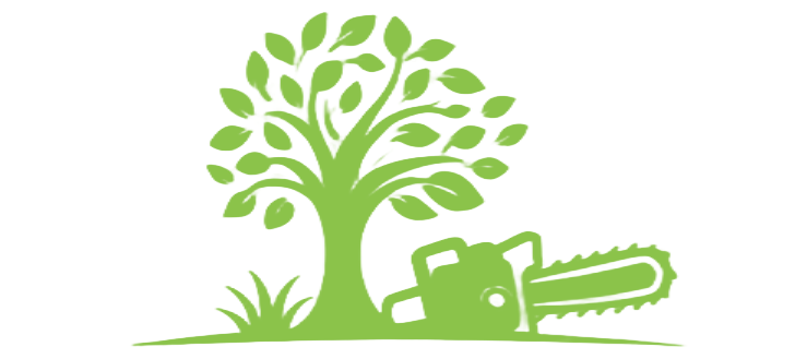 Arbre vert avec tronçonneuse, logo de la société Kenzo Rodier.