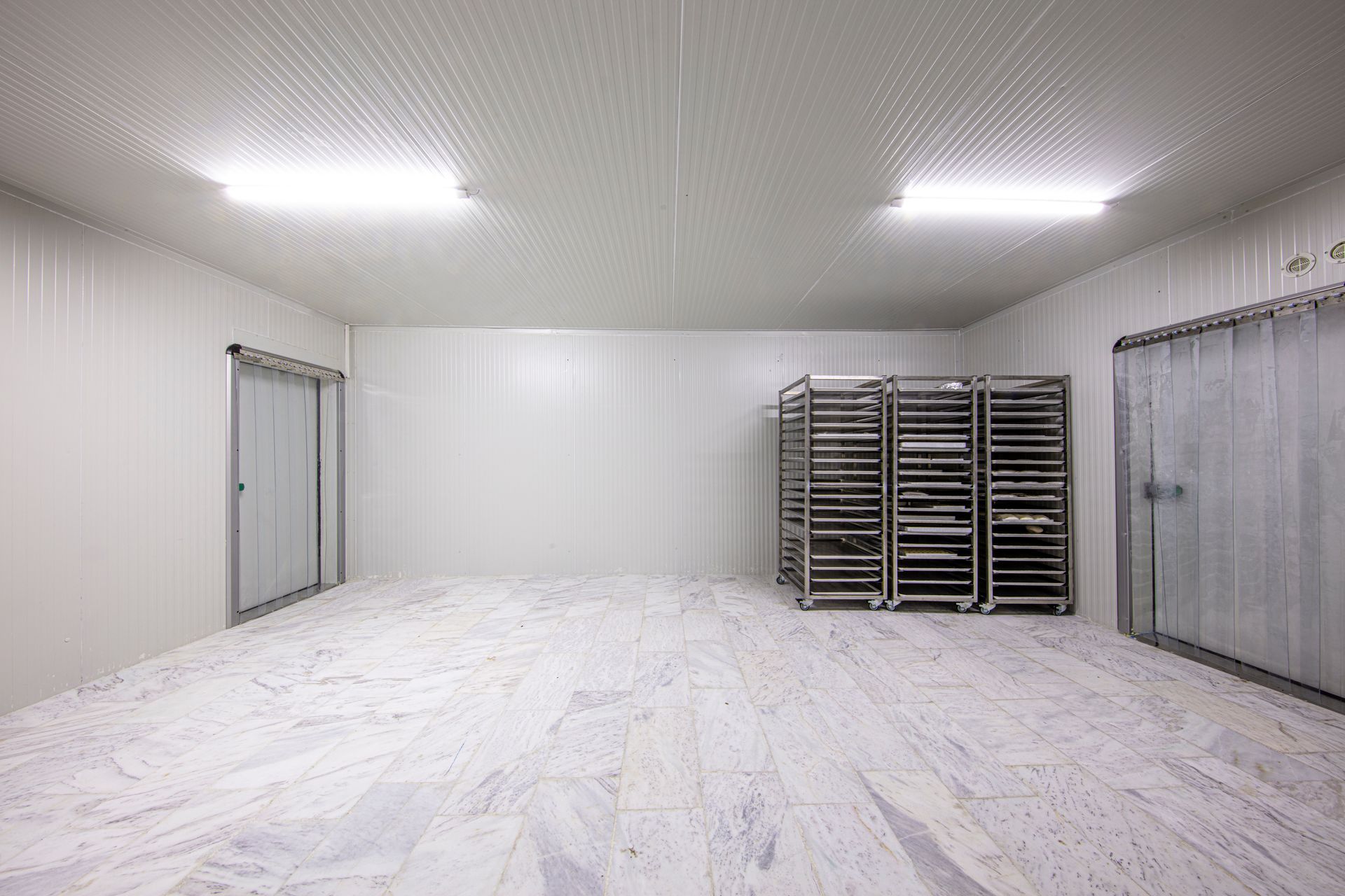 Chambre froide avec chariots