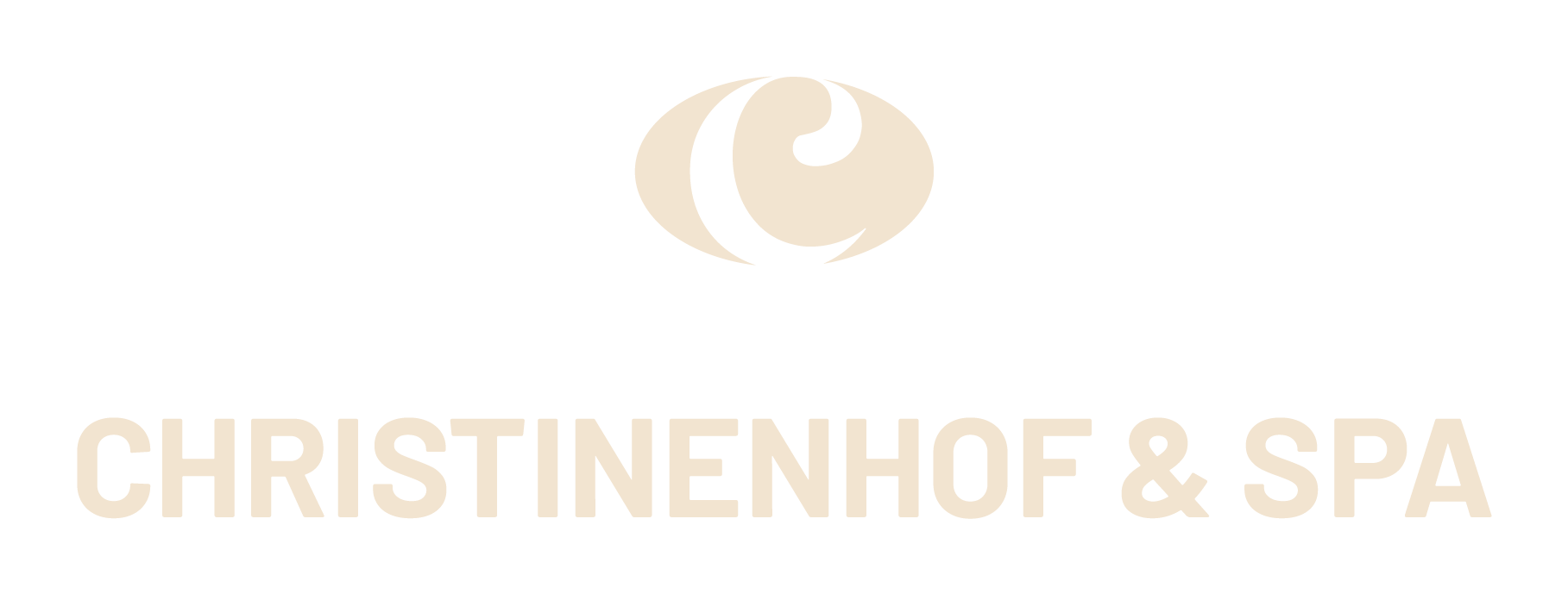 Logo: Beiges Oval in „C“-Form, darunter der Text „CHRISTINENHOF & SPA“.