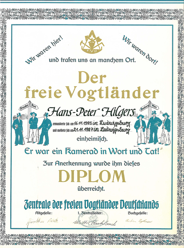 A diploma that says der freie vogtlander on it