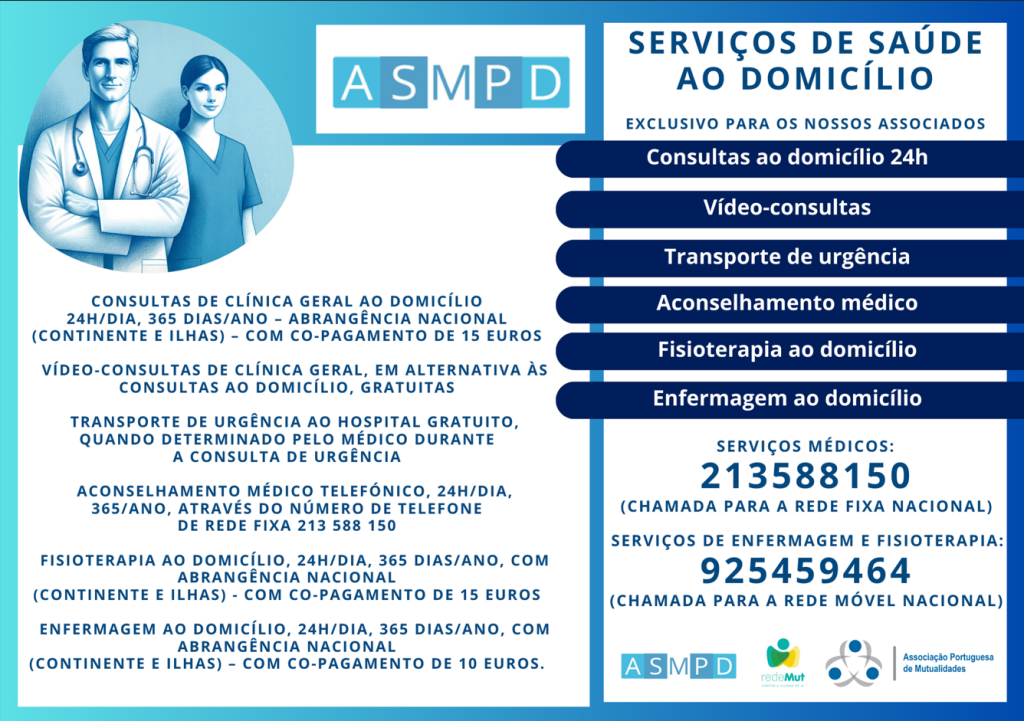 Um anúncio da ASMPD mostra um médico e uma enfermeira