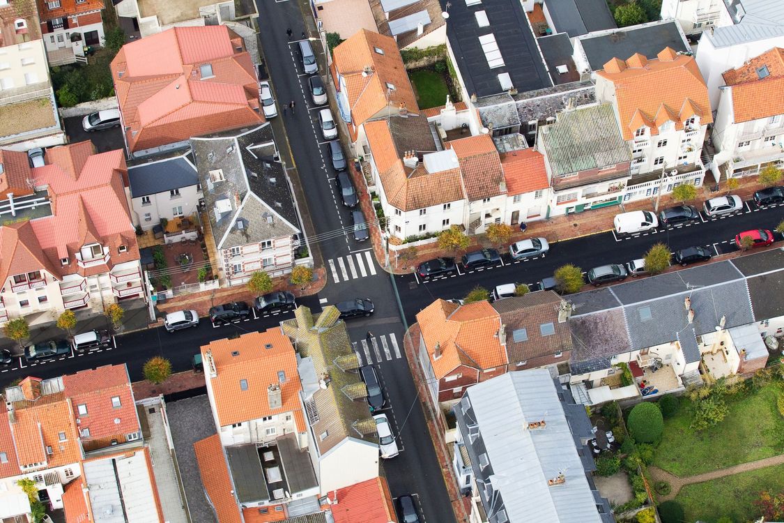 Toits en vue aérienne