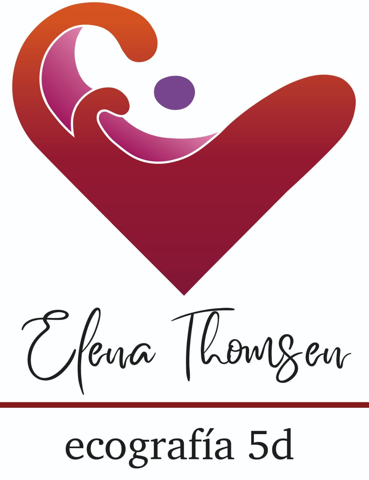 Logotipo: Diseño en forma de corazón, ondas, un punto morado, con nombre 