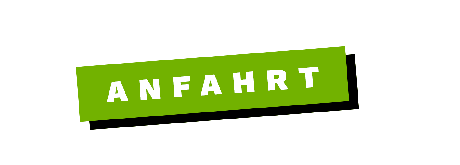 Anfahrt - Icon mit weißer Schrift auf gruenem Hintergrund