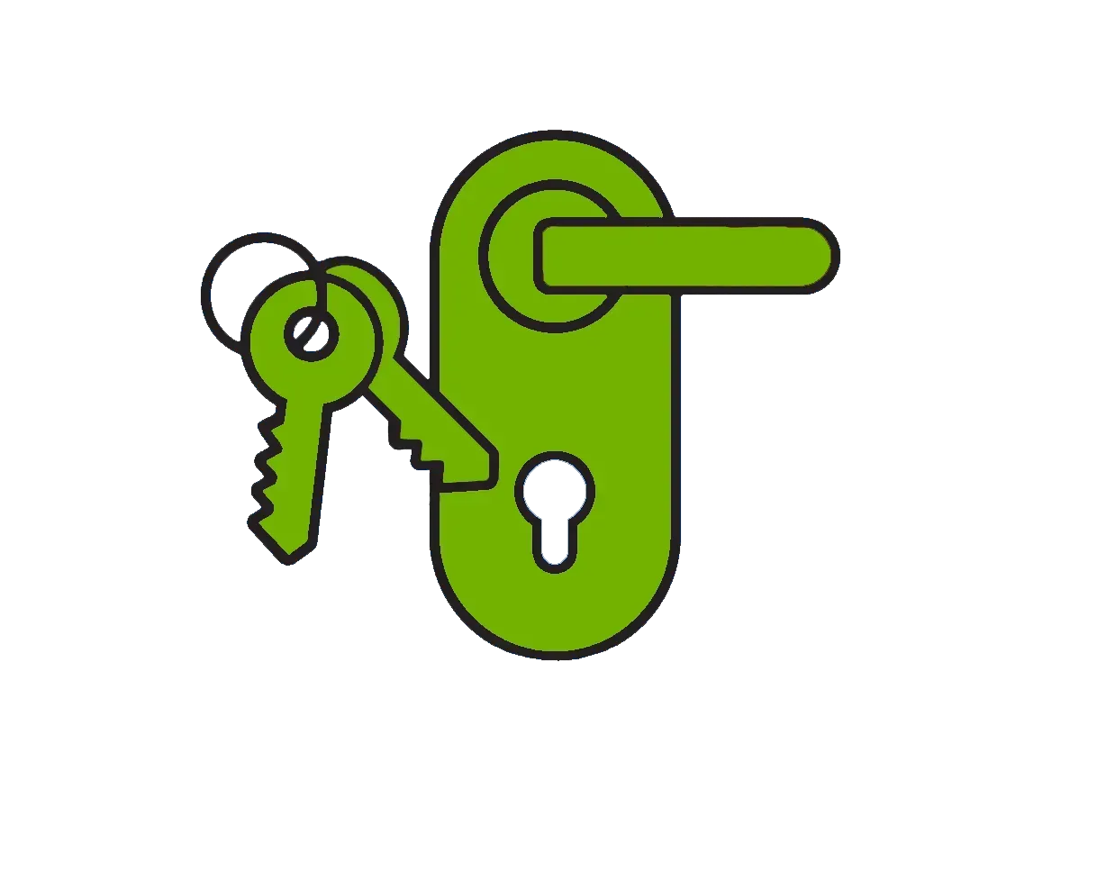 Grafik - Tuerschloss mit Schluessel in gruen