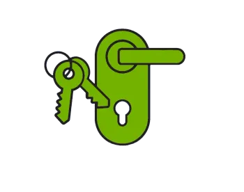 Grafik - Tuerschloss mit Schluessel in gruen