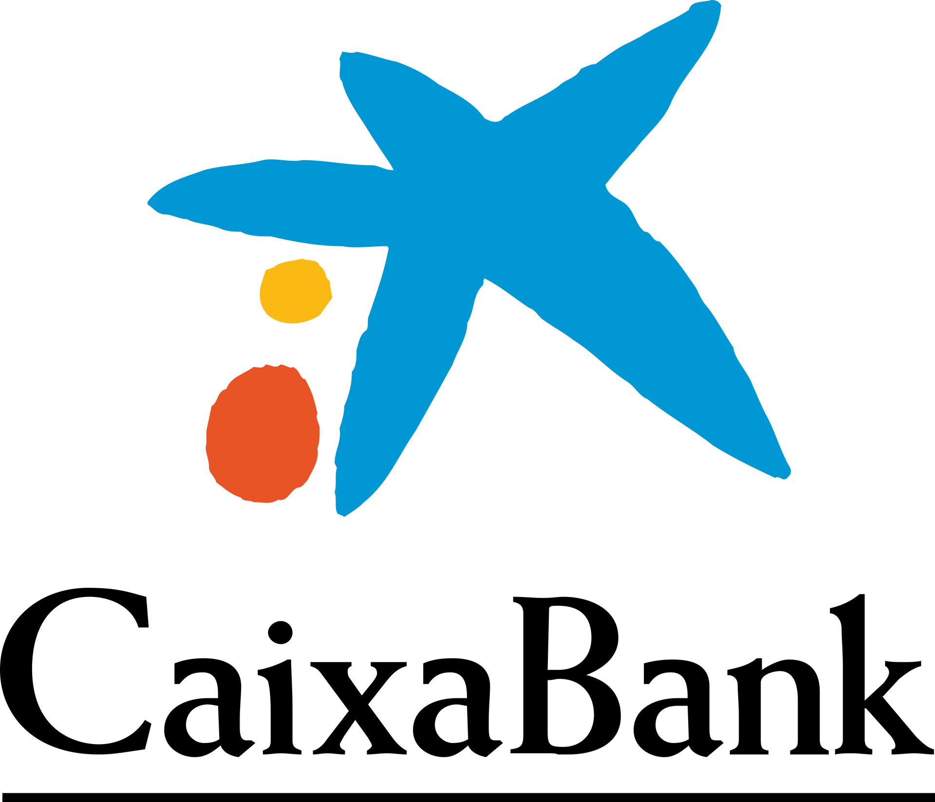 Logotipo de Caixabank con una estrella azul y un círculo naranja