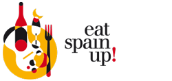 Un logotipo para un restaurante llamado Eat Spain Up.