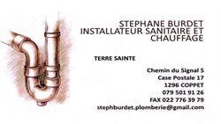 A business card for stephane burdet installateur sanitaire et chauffage