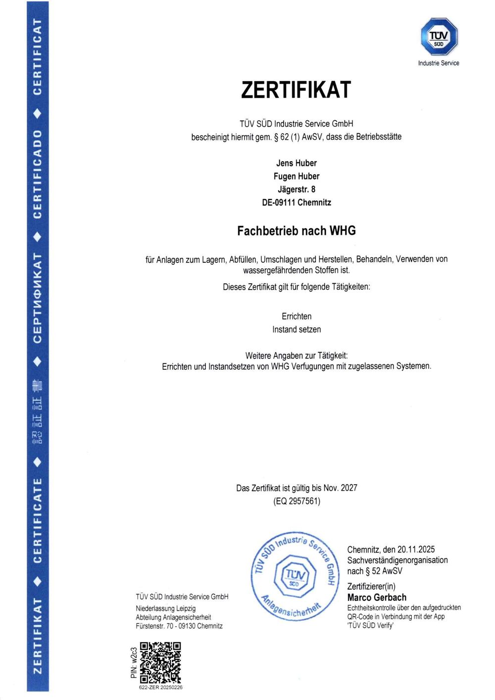 Zertifikat TÜV