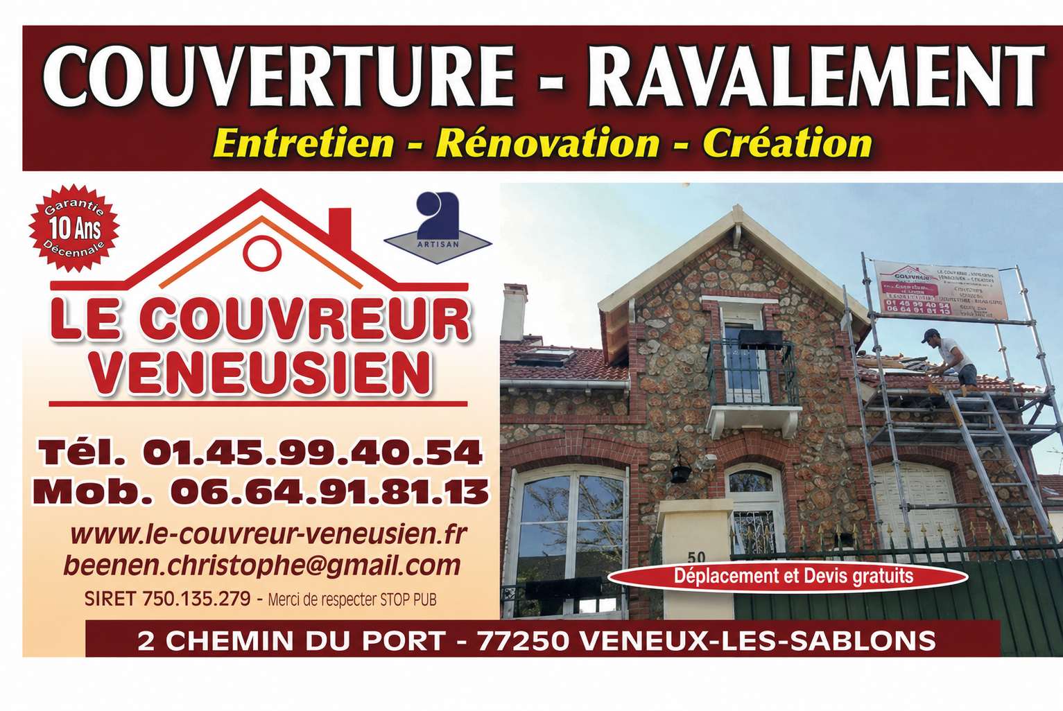 Carte de visite Le Couvreur Veneusien