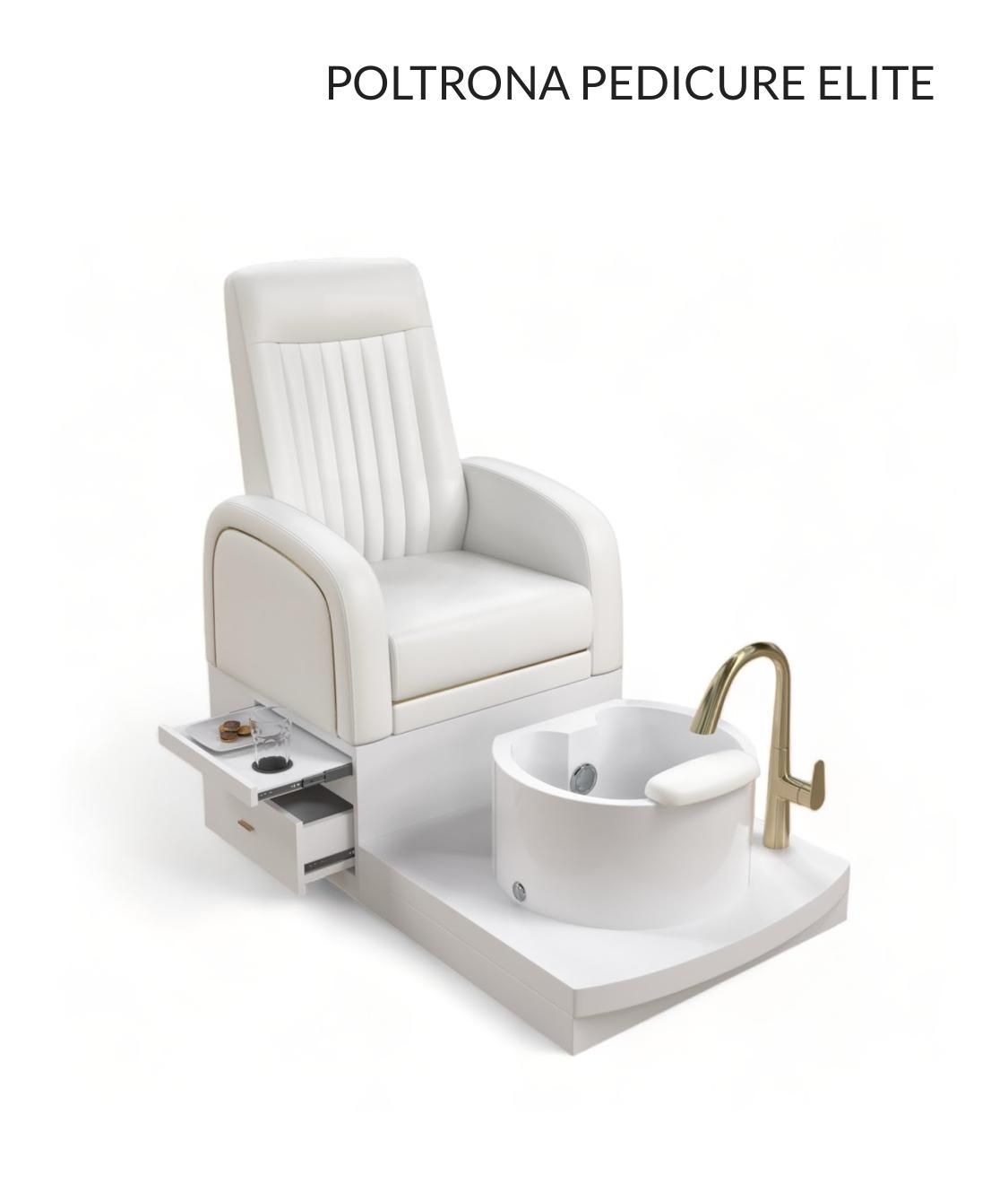 Una silla blanca con un lavabo debajo.