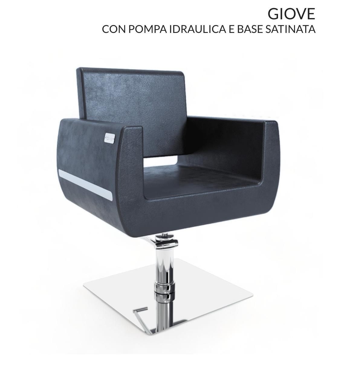 Una silla negra con la palabra giove escrita en ella