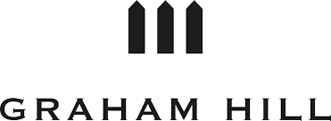 El logotipo de Graham Hill es en blanco y negro y parece un lápiz.