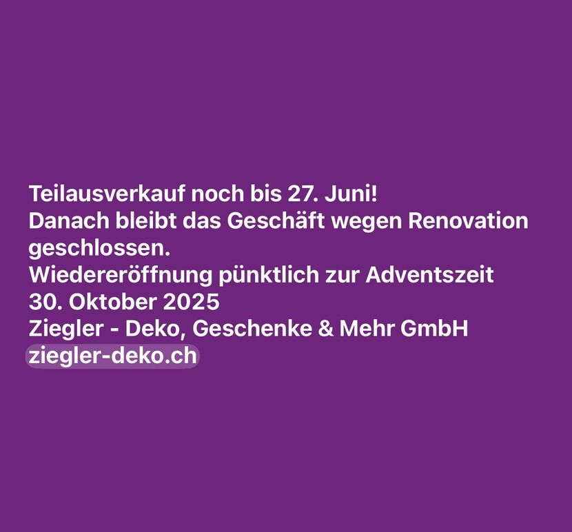 A green sign that says teilausverkauf bis 27. juni bei ernst ziegler